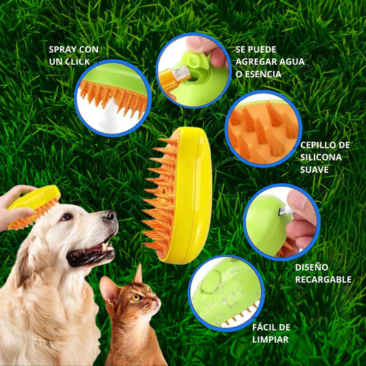 Desata el Brillo ✨ Cepillo Vaporizador para Perros y Gatos